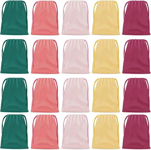 حقيبة هدايا بدون رباط من 25 قطعة من مجوهرات حفلات الزفاف وحقيبة برباط سحب 20.32 سم × 25.4 سم (وصلة سفلية) حقائب بلاستيكية بألوان متنوعة لتغليف هدايا الأطفال في الحفلات. in Kuwait