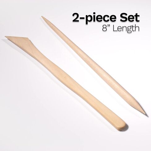 DAS Modelling Tools - 2 Piece Clay Modeling Tools Set - Beginner Clay Tools for All Artists - Versatile Wooden Tools for Shaping and Carving - Wooden Tools Ideal for Clay Projects in Kuwait