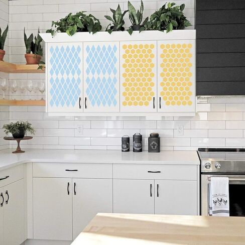 12 Pack Geometric Stencils 12 Inches Reusable Art Templates Plastic Painting Stencils for Walls Floors Canvas Wood Furniture in Kuwait