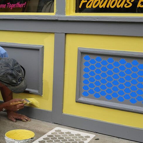 12 Pack Geometric Stencils 12 Inches Reusable Art Templates Plastic Painting Stencils for Walls Floors Canvas Wood Furniture in Kuwait