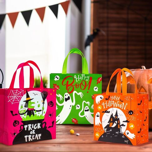 حقيبة هدايا عيد الميلاد قابلة لإعادة الاستخدام مكونة من 12 قطعة من WRAPAHOLIC بمقابض - حجم متوسط ​​10.5 × 5 × 10.5 بوصة - تصميم وردي وأخضر لعيد الميلاد، مثالية لحقائب هدايا عيد الميلاد، وحقائب هدايا الحفلات in Kuwait