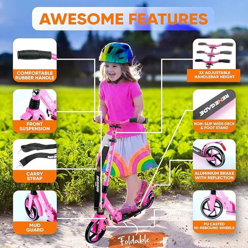 Scooter – Scooter for Teenager – Kick Scooter – 2 Wheel Scooter with Adjustable T-Bar Handlebar – Folding Adult Kick Scooter with Alloy Anti-Slip Deck – Scooter with 8" Smooth Gliding Wheels by Hurtle in Kuwait
