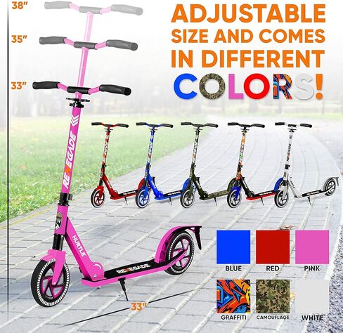 Scooter – Scooter for Teenager – Kick Scooter – 2 Wheel Scooter with Adjustable T-Bar Handlebar – Folding Adult Kick Scooter with Alloy Anti-Slip Deck – Scooter with 8" Smooth Gliding Wheels by Hurtle in Kuwait