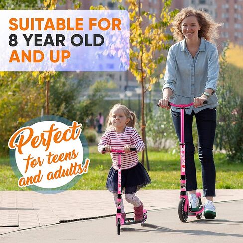 Scooter – Scooter for Teenager – Kick Scooter – 2 Wheel Scooter with Adjustable T-Bar Handlebar – Folding Adult Kick Scooter with Alloy Anti-Slip Deck – Scooter with 8" Smooth Gliding Wheels by Hurtle in Kuwait