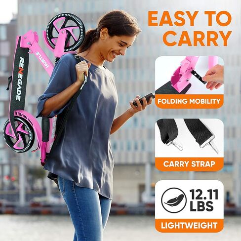 Scooter – Scooter for Teenager – Kick Scooter – 2 Wheel Scooter with Adjustable T-Bar Handlebar – Folding Adult Kick Scooter with Alloy Anti-Slip Deck – Scooter with 8" Smooth Gliding Wheels by Hurtle in Kuwait