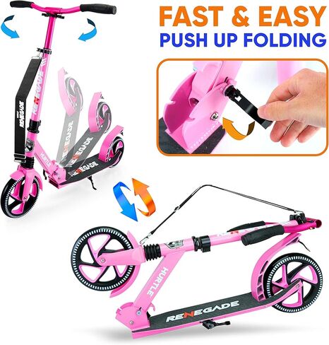 Scooter – Scooter for Teenager – Kick Scooter – 2 Wheel Scooter with Adjustable T-Bar Handlebar – Folding Adult Kick Scooter with Alloy Anti-Slip Deck – Scooter with 8" Smooth Gliding Wheels by Hurtle in Kuwait