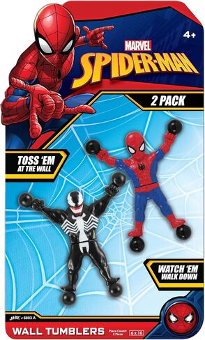 JA-RU Spiderman & Venom Window Crawler Wall Climbers Rolling Sticky Toys (1 Pack with 2 Figures) Marvel Avengers Superheroes Fidget Toy Wall Walker Climber Wacky Games Pinata Toys A-6803-1 in Saudi Arabia