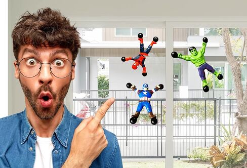 JA-RU Spiderman & Venom Window Crawler Wall Climbers Rolling Sticky Toys (1 Pack with 2 Figures) Marvel Avengers Superheroes Fidget Toy Wall Walker Climber Wacky Games Pinata Toys A-6803-1 in Saudi Arabia