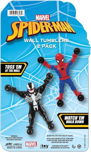 JA-RU Spiderman & Venom Window Crawler Wall Climbers Rolling Sticky Toys (1 Pack with 2 Figures) Marvel Avengers Superheroes Fidget Toy Wall Walker Climber Wacky Games Pinata Toys A-6803-1 in Saudi Arabia
