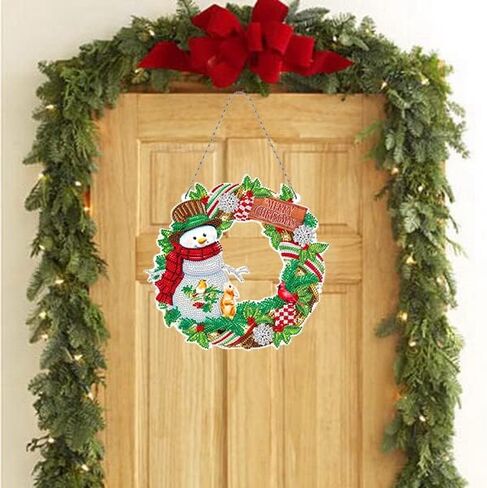 LYENYI DIY 5D عيد الميلاد ثلج إكليل الماس مجموعات الطلاء المعلقة جدار الفن علامة خاصة على شكل كريستال الزهور الطيور الماس الفن نافذة المعلقات المنزل حديقة جدار الباب شنقا مجموعات الماس in Kuwait