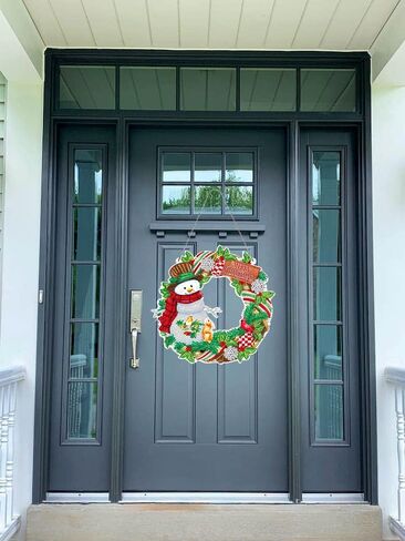 LYENYI DIY 5D عيد الميلاد ثلج إكليل الماس مجموعات الطلاء المعلقة جدار الفن علامة خاصة على شكل كريستال الزهور الطيور الماس الفن نافذة المعلقات المنزل حديقة جدار الباب شنقا مجموعات الماس in Kuwait