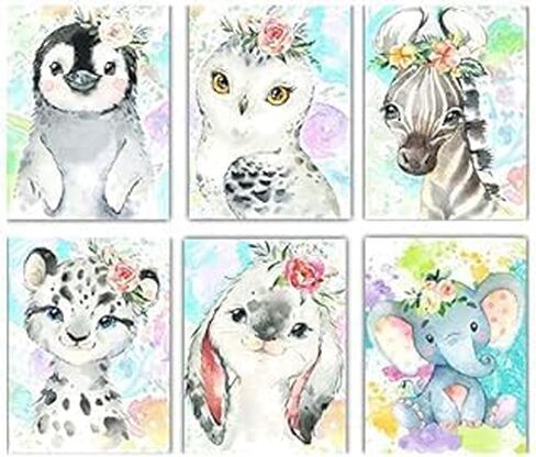 طلاء ICECHEN بالأرقام للأطفال الذين تتراوح أعمارهم بين 8 و12 عامًا، الطلاء حسب الرقم للأطفال المبتدئين، لوحة زيتية لحيوانات كرتونية ذاتية الصنع لديكور جدار المنزل in Kuwait