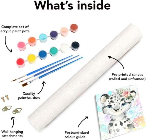 طلاء ICECHEN بالأرقام للأطفال الذين تتراوح أعمارهم بين 8 و12 عامًا، الطلاء حسب الرقم للأطفال المبتدئين، لوحة زيتية لحيوانات كرتونية ذاتية الصنع لديكور جدار المنزل in Kuwait