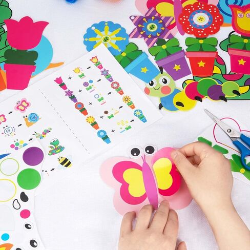 ايفيجوفز 40 عبوة من الحرف اليدوية الربيعية للاطفال على شكل حشرات وزهور حرفية للاطفال، ملصقات فنية للتعليم المبكر، مجموعة حرفية للحشرات وأنشطة الالعاب الترفيهية في الفصل المنزلي in Kuwait