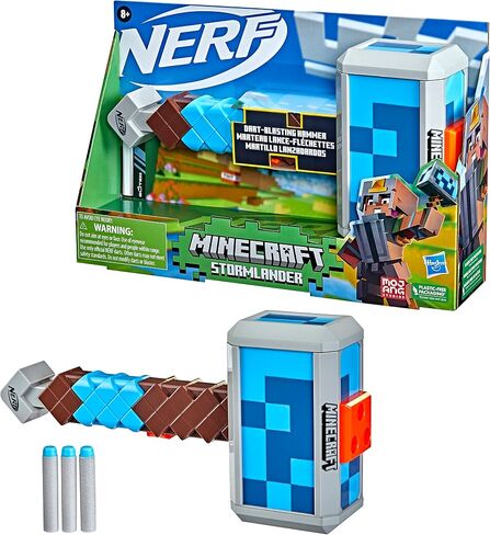NERF Minecraft Stormlander Dart-Blasting Hammer, Fires 3 Darts, Includes 3 Elite Darts, Pull-Back Priming Handle Multicolor 5010993948758 in Saudi Arabia