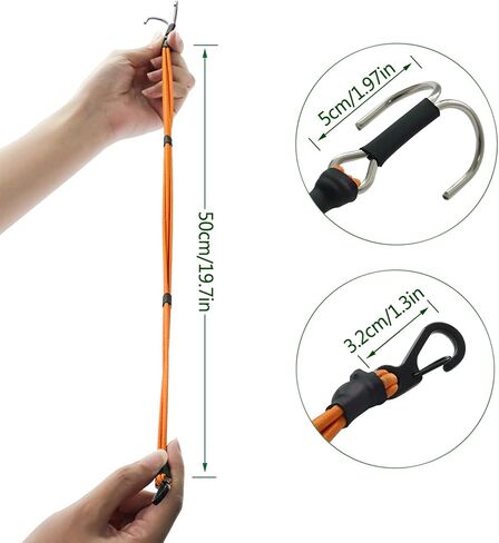 RC Winch Strap 20 Inch Elastic Kinetic Winch Strap with Hook for 1/10 RC Crawler Gspeed LCG TRX4 D90 TF2 SCX10 Power Wagon Cliffhanger Body (RC Winch Strap Orange) in Saudi Arabia