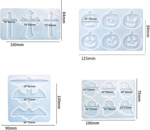 4 قطع من Mulukaya حلق الهالوين قلادة راتنجات الايبوكسي سيليكون قوالب اليقطين شبح الخفافيش قوالب الصب أدوات صنع المجوهرات DIY الحرفية سلسلة المفاتيح قلادة سوار الديكور المشاريع in Kuwait