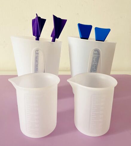 Resin Kit Mixing Tool Set, Includes Large Silicone Mat(11.8"x15.7"),250 ml & 100ml Silicone Measure Cups,Resin Mixer Paddles Stir Sticks,Perfect for Epoxy Resin Mixing,Molds,Jewelry Making-Purple in Kuwait