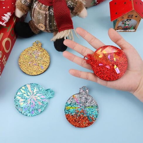 3 قطع قوالب راتينج عيد الميلاد من السيليكون، قوالب راتينج ثلاثية الأبعاد دائرية لعيد الميلاد استنسل زينة عيد الميلاد اللامعة من الراتنج لصناعة المجوهرات والحرف اليدوية in Kuwait