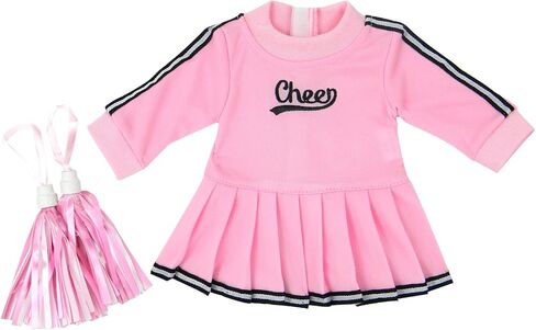 زي مشجعة لملابس الدمية الصغيرة مقاس 15 بوصة من صوفيا، 3 قطع. مجموعة من فستان المشجع الوردي، وبوم بومس ومكبر الصوت يناسب دمى الأطفال، ومجموعة المشجع الوردي | الدمية غير متضمنة in Kuwait