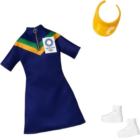 Barbie Clothes: Outfit Inspired by Olympic Games Tokyo 2020 Doll, Dress with Visor and Sneakers, Gift for 3 to 8 Year Olds in Saudi Arabia