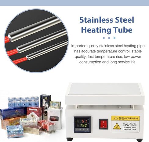 آلة تغليف السيلوفان من مونشان، آلة ختم التسخين، آلة تغليف السيلوفان اليدوية، صندوق البوكر لمستحضرات التجميل والعطور المكتبية (4.7 × 7.9 بوصة) in Kuwait