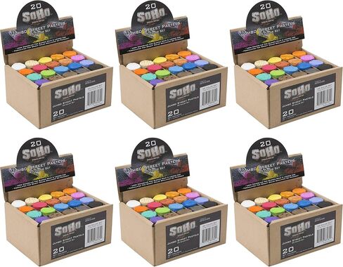 SoHo Urban Artist Jumbo Sidewalk Chalk Pastels, Street Soft for Pavement, Sidewalks, Concrete, or Brick, Oil Pastels with Rich Pigment, Smooth, Durable, 20 Unique Assorted Colors, Pack of 1 in Kuwait