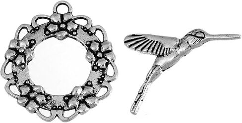 10 مجموعات فضية لهجة سوار تبديل المشابك ، الطائر الطنان والزهور - فايدينجس، الحرف اليدوية، صناعة المجوهرات in Kuwait