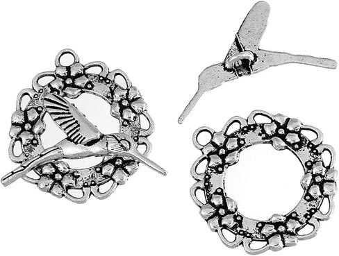 10 مجموعات فضية لهجة سوار تبديل المشابك ، الطائر الطنان والزهور - فايدينجس، الحرف اليدوية، صناعة المجوهرات in Kuwait