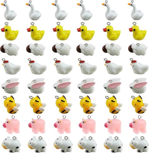 Beupy 48 Pieces Resin Charms Cute Animal Pendant Kit Mini Goose Pendants Findings Charm DIY Swan Pendants DIY Farm Theme Jewelry Making Making Kit for Bracelet Necklace Earrings Keychain Crafts in Kuwait