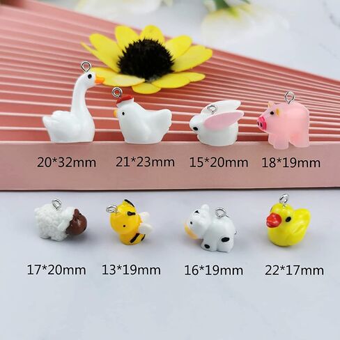Beupy 48 Pieces Resin Charms Cute Animal Pendant Kit Mini Goose Pendants Findings Charm DIY Swan Pendants DIY Farm Theme Jewelry Making Making Kit for Bracelet Necklace Earrings Keychain Crafts in Kuwait