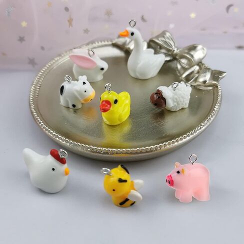 Beupy 48 Pieces Resin Charms Cute Animal Pendant Kit Mini Goose Pendants Findings Charm DIY Swan Pendants DIY Farm Theme Jewelry Making Making Kit for Bracelet Necklace Earrings Keychain Crafts in Kuwait