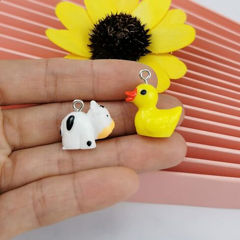 Beupy 48 Pieces Resin Charms Cute Animal Pendant Kit Mini Goose Pendants Findings Charm DIY Swan Pendants DIY Farm Theme Jewelry Making Making Kit for Bracelet Necklace Earrings Keychain Crafts in Kuwait