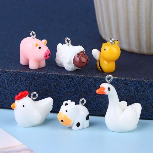 Beupy 48 Pieces Resin Charms Cute Animal Pendant Kit Mini Goose Pendants Findings Charm DIY Swan Pendants DIY Farm Theme Jewelry Making Making Kit for Bracelet Necklace Earrings Keychain Crafts in Kuwait