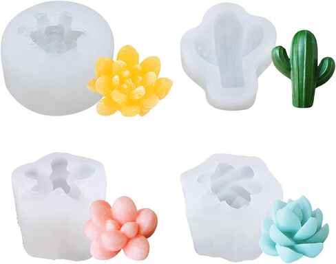 Woohome 9 PCS Succulent Silicone Mould, Cactus Flower Resin Casting Moulds Epoxy Resin Plants Mould for Making Cake, Chocolate, Handmade Candle, Fondant, Epoxy Resin, Polymer Clay in Kuwait