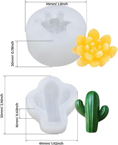 Woohome 9 PCS Succulent Silicone Mould, Cactus Flower Resin Casting Moulds Epoxy Resin Plants Mould for Making Cake, Chocolate, Handmade Candle, Fondant, Epoxy Resin, Polymer Clay in Kuwait