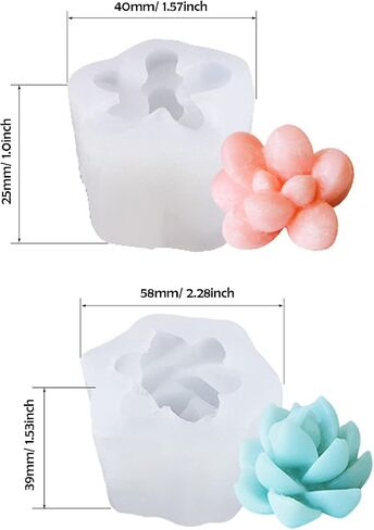 Woohome 9 PCS Succulent Silicone Mould, Cactus Flower Resin Casting Moulds Epoxy Resin Plants Mould for Making Cake, Chocolate, Handmade Candle, Fondant, Epoxy Resin, Polymer Clay in Kuwait