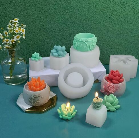 Woohome 9 PCS Succulent Silicone Mould, Cactus Flower Resin Casting Moulds Epoxy Resin Plants Mould for Making Cake, Chocolate, Handmade Candle, Fondant, Epoxy Resin, Polymer Clay in Kuwait