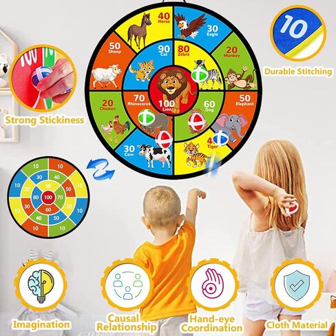 Dart Board for Kids - 29" Double-Sided Velcro Dart Board, Board Games with Sticky Balls and Darts, Indoor/Outdoor Party Game Toys, Birthday Gifts for 3 4 5 6 7 8 9 10 11 12 Year Old Boys Girls in Saudi Arabia