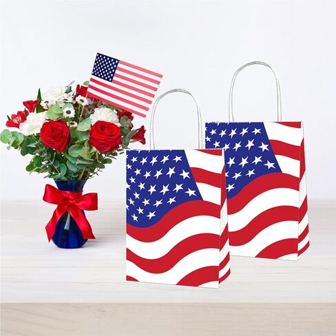 12 قطعة من حقائب الهدايا الوطنية بمقبض، حقائب العلم الأمريكي في الرابع من يوليو، حقيبة ورقية باللونين الأحمر والأبيض والأزرق لعيد الاستقلال ويوم الذكرى للمحاربين القدامى وحفلة الرابع من يوليو in Kuwait