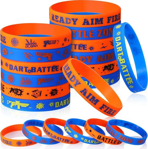 36 Pieces Dart Battle Party Favor, Dart Gun Themed Party Silicone Rubber Bracelet Wristbands Ideal for Dart Battle Birthday Party Supplies in Saudi Arabia