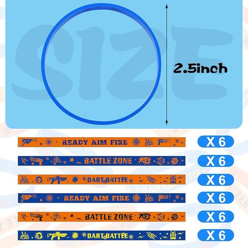 36 Pieces Dart Battle Party Favor, Dart Gun Themed Party Silicone Rubber Bracelet Wristbands Ideal for Dart Battle Birthday Party Supplies in Saudi Arabia