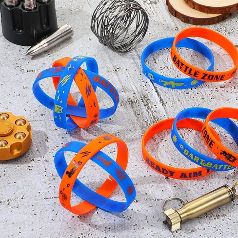 36 Pieces Dart Battle Party Favor, Dart Gun Themed Party Silicone Rubber Bracelet Wristbands Ideal for Dart Battle Birthday Party Supplies in Saudi Arabia