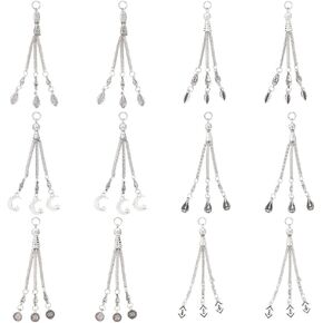 AHANDMAKER 12 Pcs Tibetan Style Alloy Curb Chain Tassel Pendants, 6 Style Metal Tassel Long Chain Charm Pendants for Bags Earring DIY Jewelry Making, Hole: 5mm in Saudi Arabia