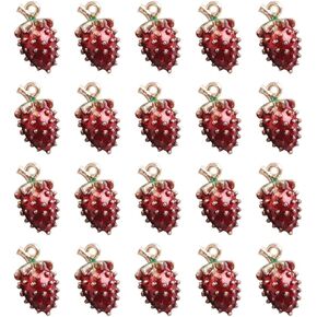 Yukfhgt Enamel Fruit Charms Pendants 20 PCS Strawberry Mulberry Leaf Fruit Charms for Earring Bracelet Necklace DIY Jewelry Making Accessories