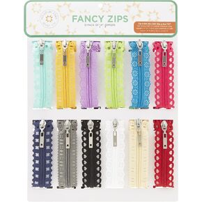 MISSOURI STAR QUILT CO. Lace Zippers for Sewing 14 Inch, 12 Pack | Pretty Nylon in Assorted Colors and Trim Patterns Cute Fabric Crafting, Purses, Bags, Clothing Costume Making in Kuwait