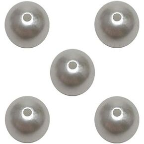 Chenkou Craft 100PCS 20mm Beige Round Imitation Pearls Bead with Hole Loose Beads Gem (Beige, 20mm)