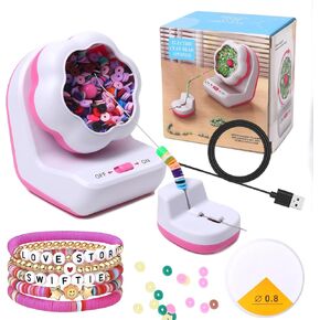 مجموعة دوارة الخرز الطيني الكهربائية من تانجثوس - وعاء تلقائي مع إبرتين وخيط للأساور والقلائد التي تصنعها بنفسك in Kuwait