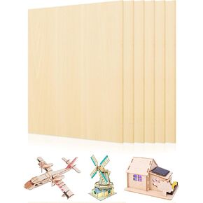 Benvo Birch Plywood Sheets Craft Wood Unfinished Wood for Crafts Laser Cutting and Engraving, CNC Cutting, Wood Burning, Painting, Fretwork, Modeling (3mm 1/8 x 8 x 12 Inch Nature Wood, Pack of 6)