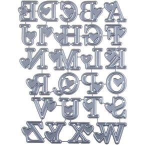 dream_light Metal Die Cuts, Embossing Cutting Dies Stencil Template Mould for DIY Scrapbooking Photo Album Paper Card Making Craft Wedding Party Decor (26 Uppercase Alphabet Letters Heart) in Kuwait